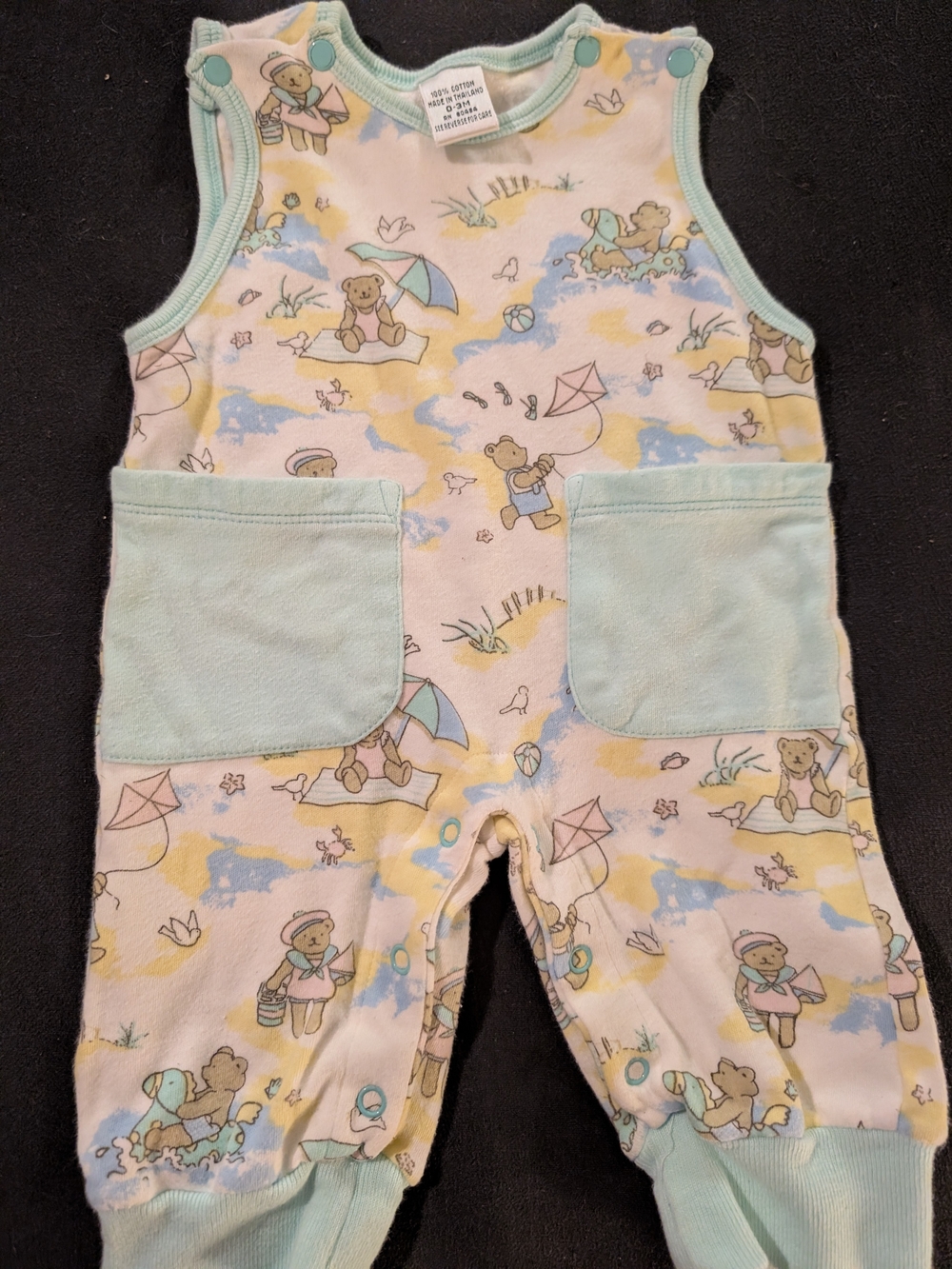 Retro 80's baby jumper teddy bear beach motif 0-3 months